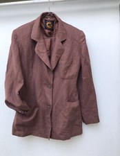 Giacca Vintage  In Puro Lino 100% Donna Con Bottoni Di Metallo 44.