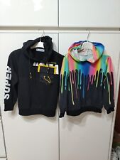 Set 2 Felpa Cappuccio Bambino  Nera Vernice Colorata Pullover 6/8 