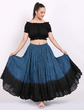 Maxi gonna estiva casual da donna nera in cotone color verde acqua festival, ...