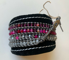 NUOVO Bracciale Chan Luu Wrap Mix Naturale Pietre Semipreziose Pelle 5 Wrap