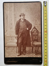 Albumina Vecchia Foto Uomo Baffi Bombetta Cappello Ritratto Leone Ricci Milano
