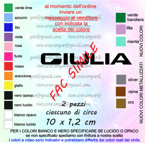 Adesivi pezzi scritta - 2, giulia