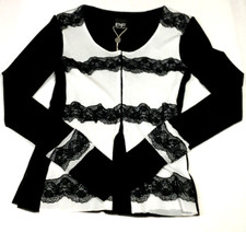 Cardigan donna italiano Paola Frani taglia US 10 EU 46 elasticizzato gancio occhio davanti nuovo con etichette