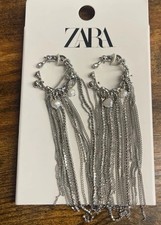Long silver earring - long,