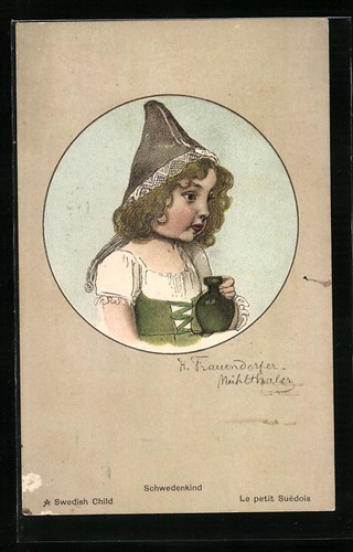 Cartolina donna svedese - cartolina,