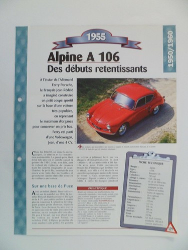 Carte fiche auto - carte, alpine