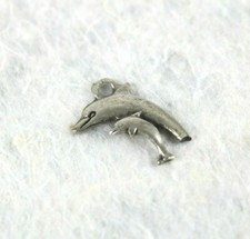 Piccolo Ciondolo con 2 Delfini Delfino Silver Braccialetto Collana Portachiavi