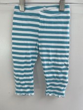 Gymboree Baby Girls Striped Lettuce Trim 100% Cotton Pull On Pants Blue 6-12 M