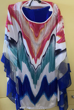 Completo donna Neva Couture taglia 50-52 casacca fantasia+pantalone blu