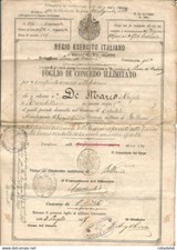 B4104 - FOGLIO DI CONGEDO ILLIMITATO - ANNO 1887