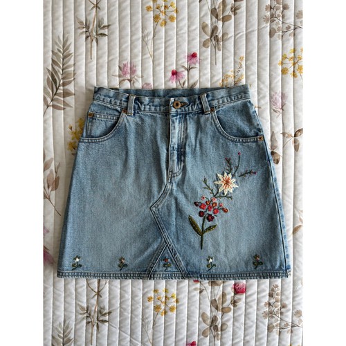 Gonna denim con ricami - in,