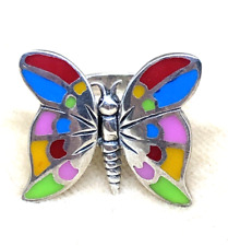 ANELLO IN ARGENTO 925 CON FARFALLA SMALTO DAI COLORI VIVACI E ALI MOBILI