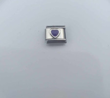 charm cuore viola adatto per bracciale nomination stile, cuore viola 