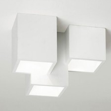 Plafoniera moderna lampada soffitto 3 cubi gesso luce LED 24W GU10 ingresso 230V