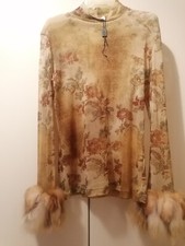 Camicetta Maglia Blusa CLIPS more  Fantasia floreale trasparente  Tg 42 Vintage