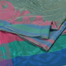 Sari indiani Sanscriti vintage multicolore tessuto 100% pura seta Sari 5 Yd...