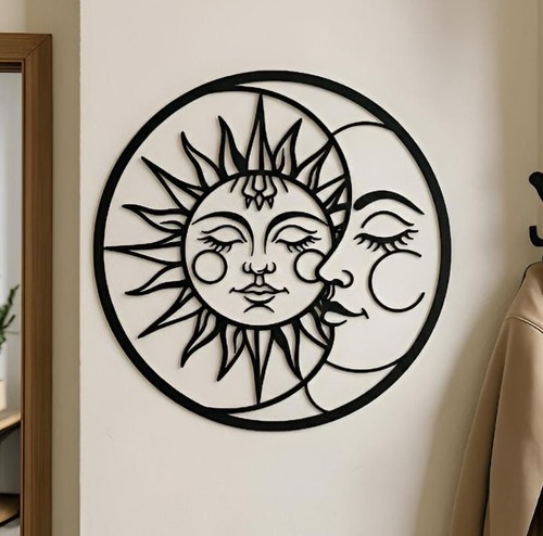 Sole luna metallo wall art - luna,