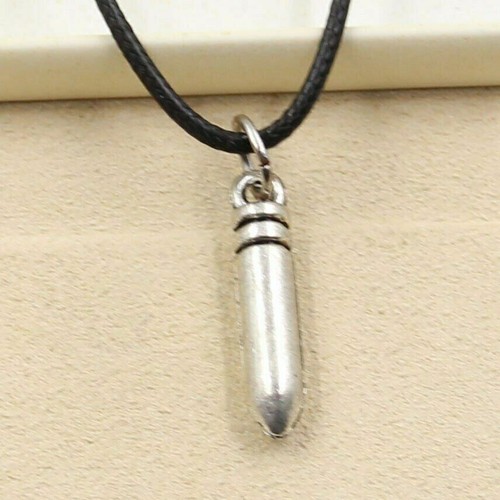 Collana nera con proiettile - collana,