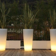 Arkema Vaso Tondo Luminoso LED RGB a Ricarica Solare 86 cm da Giardino e Piscina