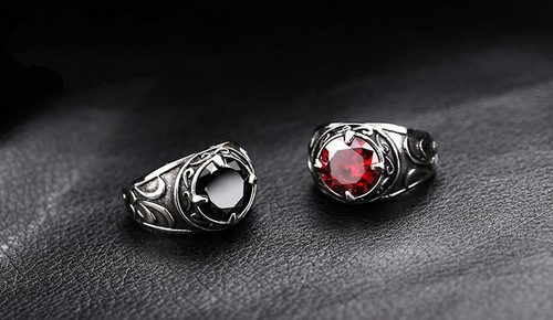 Anello acciaio inox pietra - ,