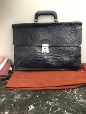 Borsa Cartella in coccodrillo blu