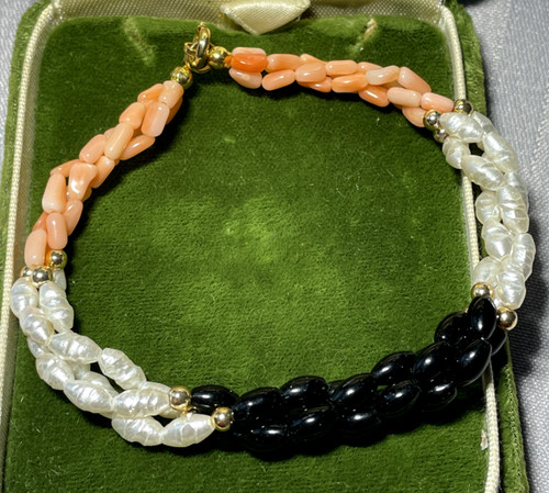 Vintage corallo perle onice - 3t,