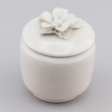Scrigno porta gioie scatola ceramica Capodimonte con fiore vintage originale