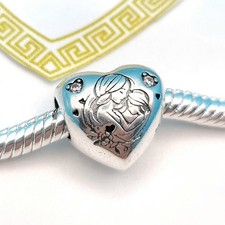 Charm argento 925 cuore mamma mom love figlia figlio zirconi 