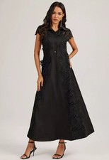 Abito Nero Lungo Con Ricami In