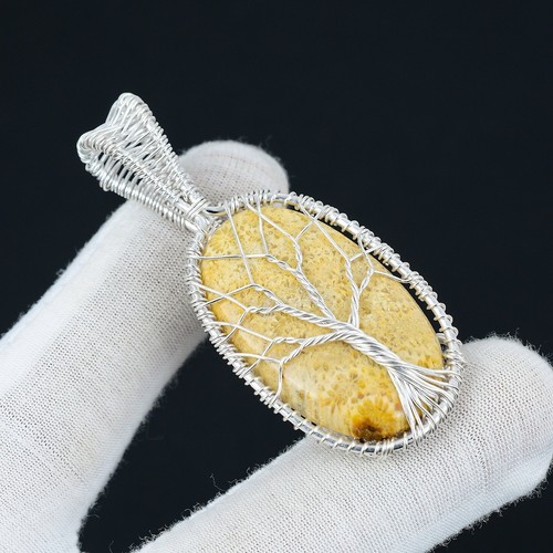 Ciondolo corallo fossil - fossil, giallo