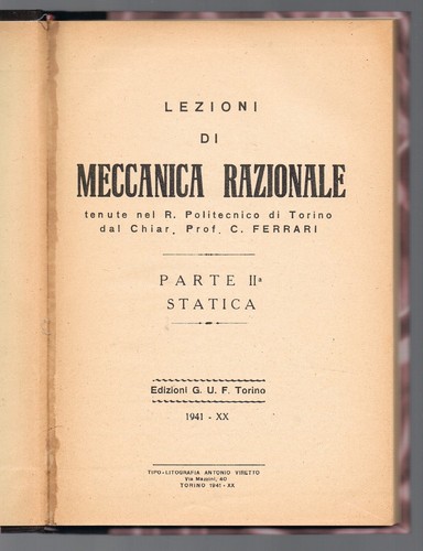 Lezioni meccanica razionale - lezioni, di