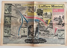 IL CASO MONTESI 1953 MANIFESTO DOMENICA DEL CORRIERE RARISSIMO CRIMINOLOGIA