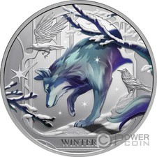 Moneta Argento 1 Oz Lupo Stagioni INVERNALI 1$ Niue 2025
