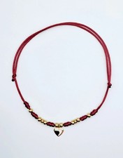 Collana girocollo choker rosso bordò ciondolo cuore oro regolabile donna ragazza