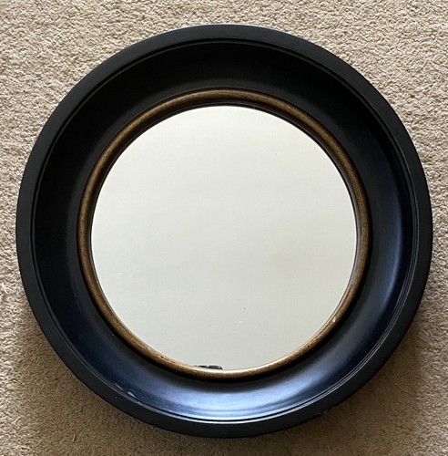 Specchio nero rotondo convesso