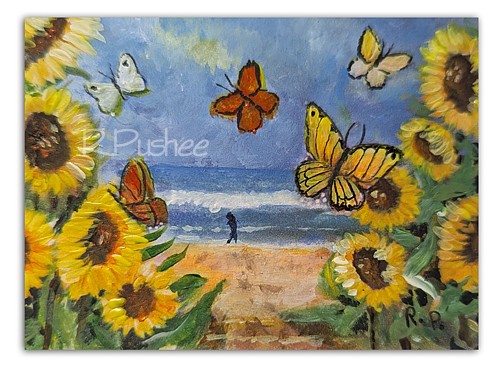 Aceo original art spiaggia - aceo, art,