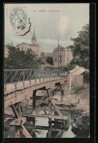 Cpa boen passerelle 1905 - boen,,