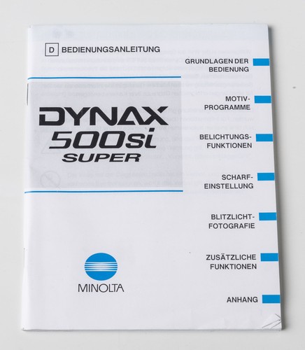 Manuale minolta dynax 500si - minolta,