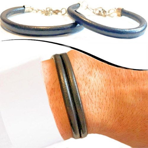 Bracciale pelle nera - bracciale,