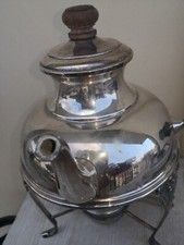 antico SAMOVAR BOLLITORE Italiano Bagno Argento Stupendo