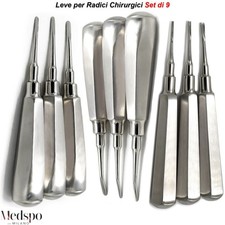 Kit Leve per Estrazione Dentale Leva Lussatrice Elevatori Radici Chirurgici 9PZ