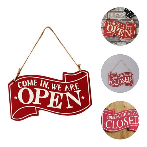 Open closed sign - open, rustic