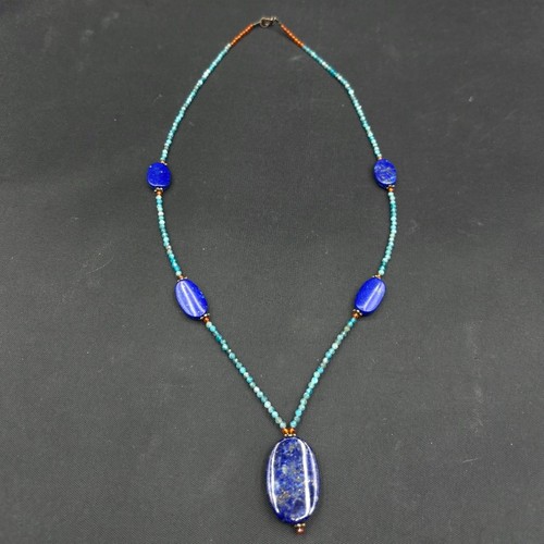 Collana perline apatite - di, blu