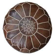 Pouf in pelle marocchino legno