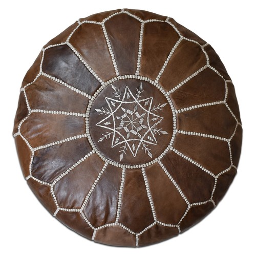 Pouf pelle marocchino legno - pelle,