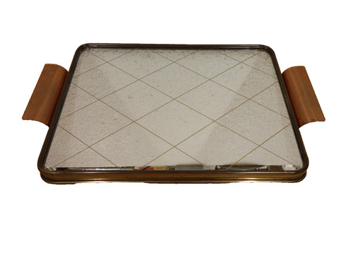 Vassoio vetro ottone rame - in,