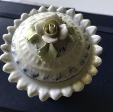 Vaso con coperchio fiore ceramica  Bassano vintage anni sessanta h cm 9