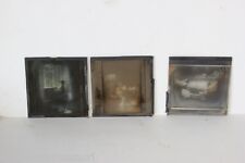 TRE LASTRE ANTICHE IN VETRO X LANTERNA MAGICA SOGGETTO BAMBINI -