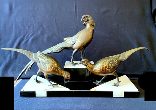 Gruppo scultoreo tre fagiani - scultoreo,