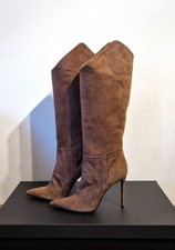 Stivali in pelle scamosciata, tacco, marrone, Aldo Castagna, N.41